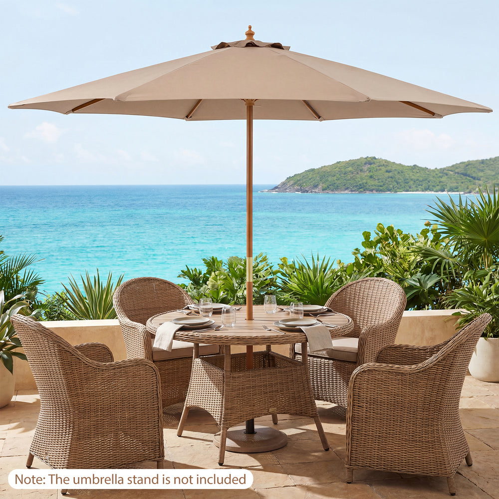 9 FT Patio Umbrella Outdoor Table Market Umbrella with 8 Sturdy Bamboo Ribs-Brown - Gallery View 1 of 11
