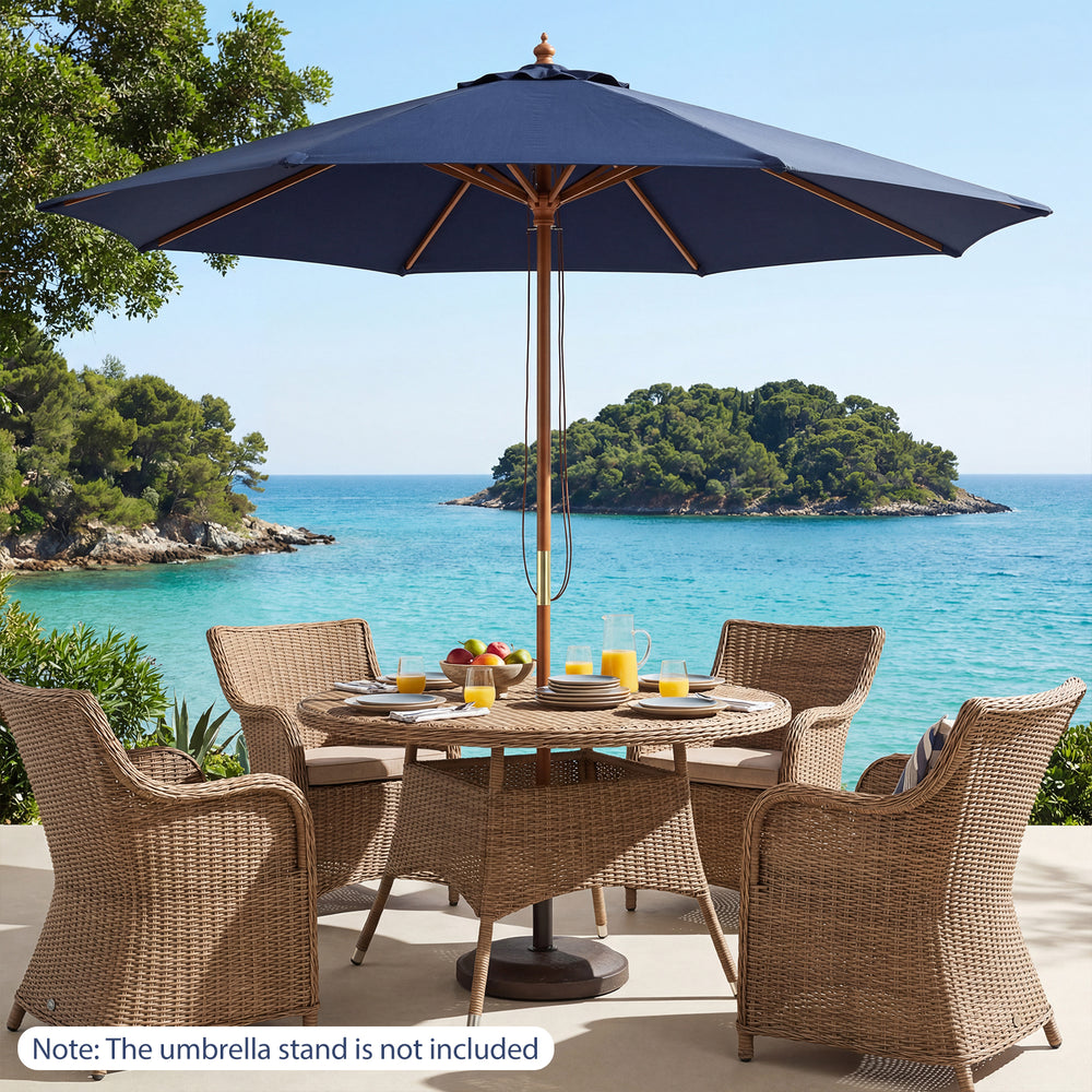 9 FT Patio Umbrella Outdoor Table Market Umbrella with 8 Sturdy Bamboo Ribs-Navy - Gallery View 1 of 11
