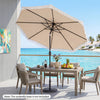 9 FT beige patio umbrella with ruffled edges, adjustable tilt, and sturdy aluminum joint, perfect for outdoor shade.