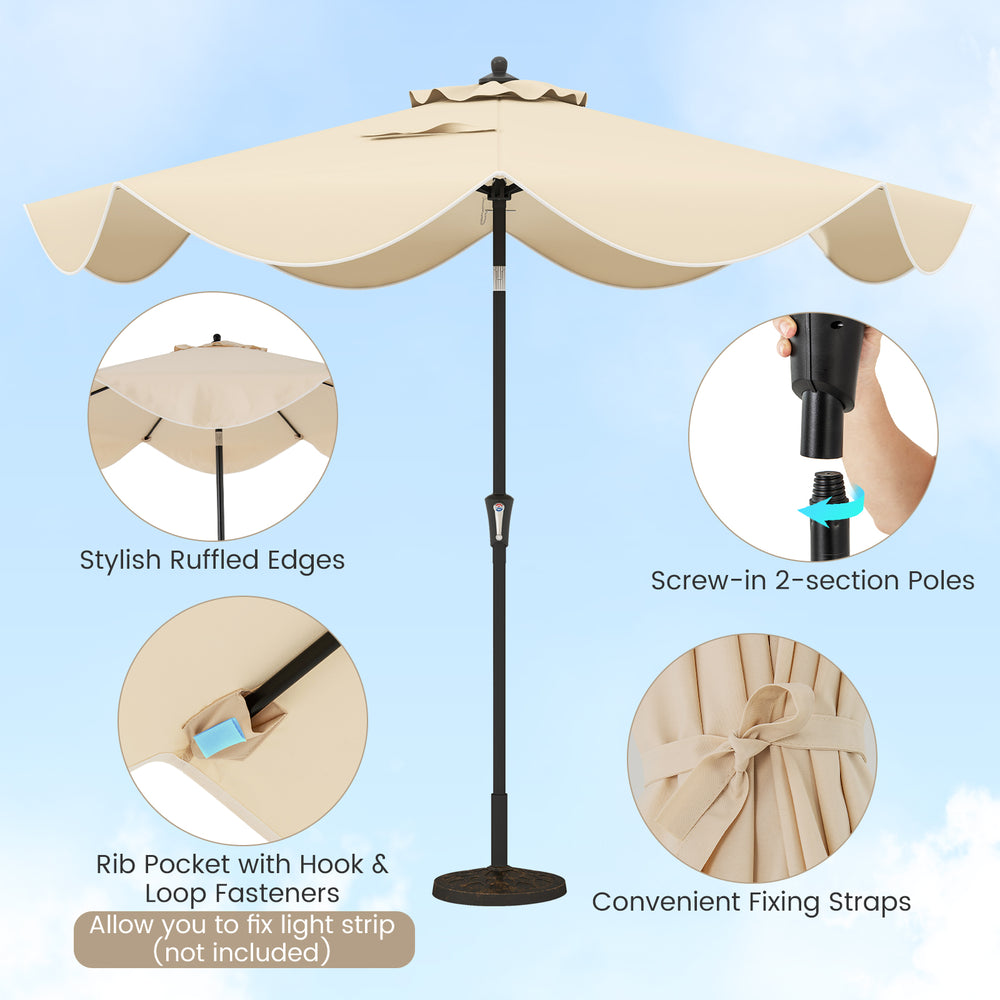 9 ft Patio Umbrella with Crank Handle and Push Button Tilt-Navy丨Costway