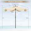 9 FT beige patio umbrella with crank handle and push button tilt, featuring a vented top for stability and easy.