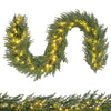 9 FT pre-lit artificial cypress Christmas garland with 50 warm white LED lights, perfect for festive decoration.