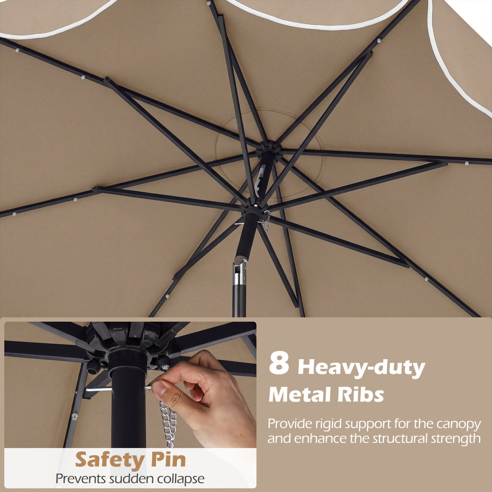 heavy duty solar patio umbrella Best Choice Products 10ft LED Offset Hanging Outdoor Market w/ Adjustable Tilt Spacious Coverage Pellebant 10 ft. x 13