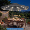 9 FT Solar LED Patio Umbrella Push-Button Tilt and Crank 24 LED Lights and 8 Ribs-Gray - Gallery View 1 of 11