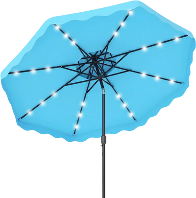 Costway 9' Solar LED Patio Umbrella Tilt Crank 24 Lights 8-Rib 35235642 New
