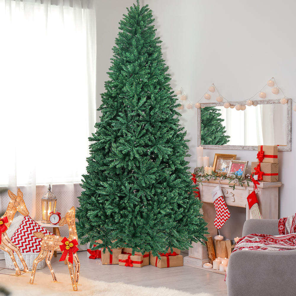 9 feet hinged premium artificial Christmas tree with 3594 branch tips, perfect for festive home decor during the.