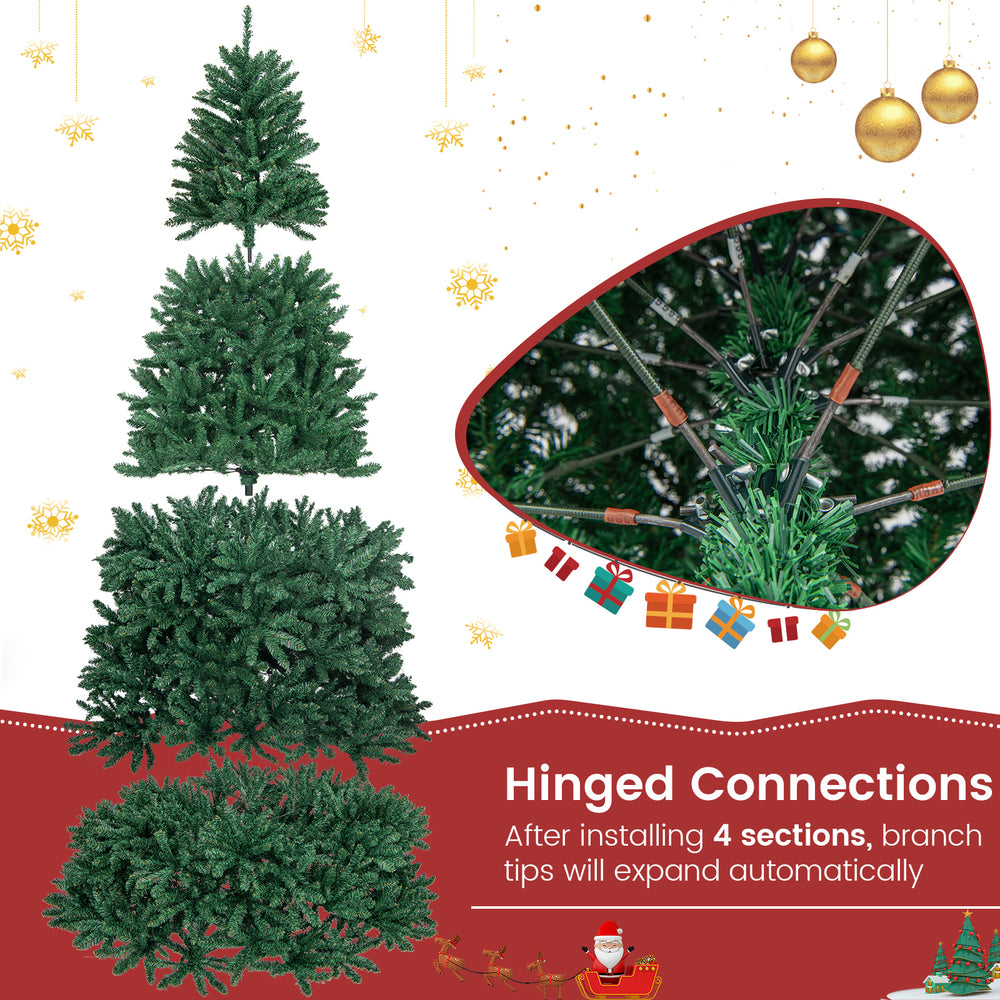 9 feet hinged premium artificial Christmas tree with lush PVC branch tips and solid metal stand for easy setup and.