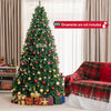 9 feet hinged premium artificial Christmas tree with lush PVC branches and a sturdy metal stand, perfect for festive.
