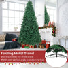 9 feet hinged premium artificial Christmas tree with solid metal stand, featuring 3594 branch tips for a vibrant look.