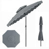 Gray 9-foot patio umbrella with a vented double top and sturdy 1.5" pole, designed for versatile outdoor placement.
