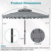 9-foot gray patio umbrella with push-button tilt, crank handle, and ruffled scallops for elegant outdoor shade.
