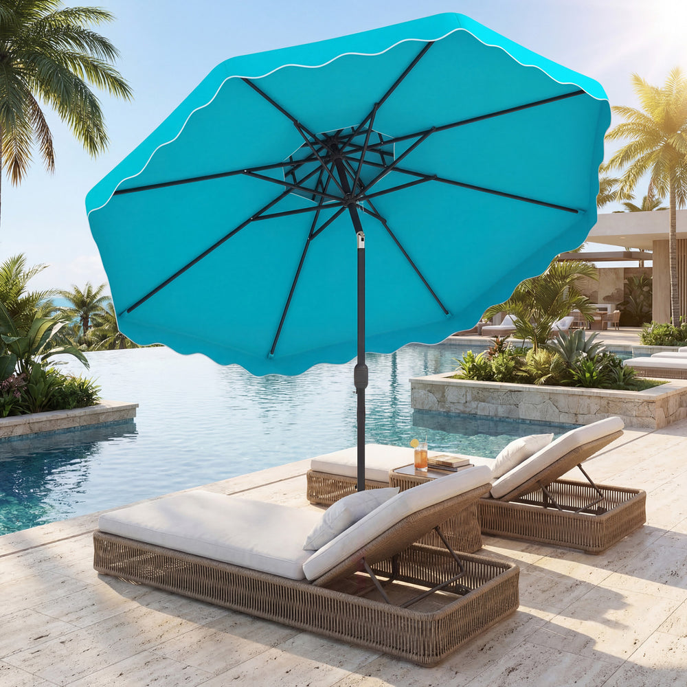 9 Feet Patio Umbrella with Push Button Tilt and Crank-Turquoise