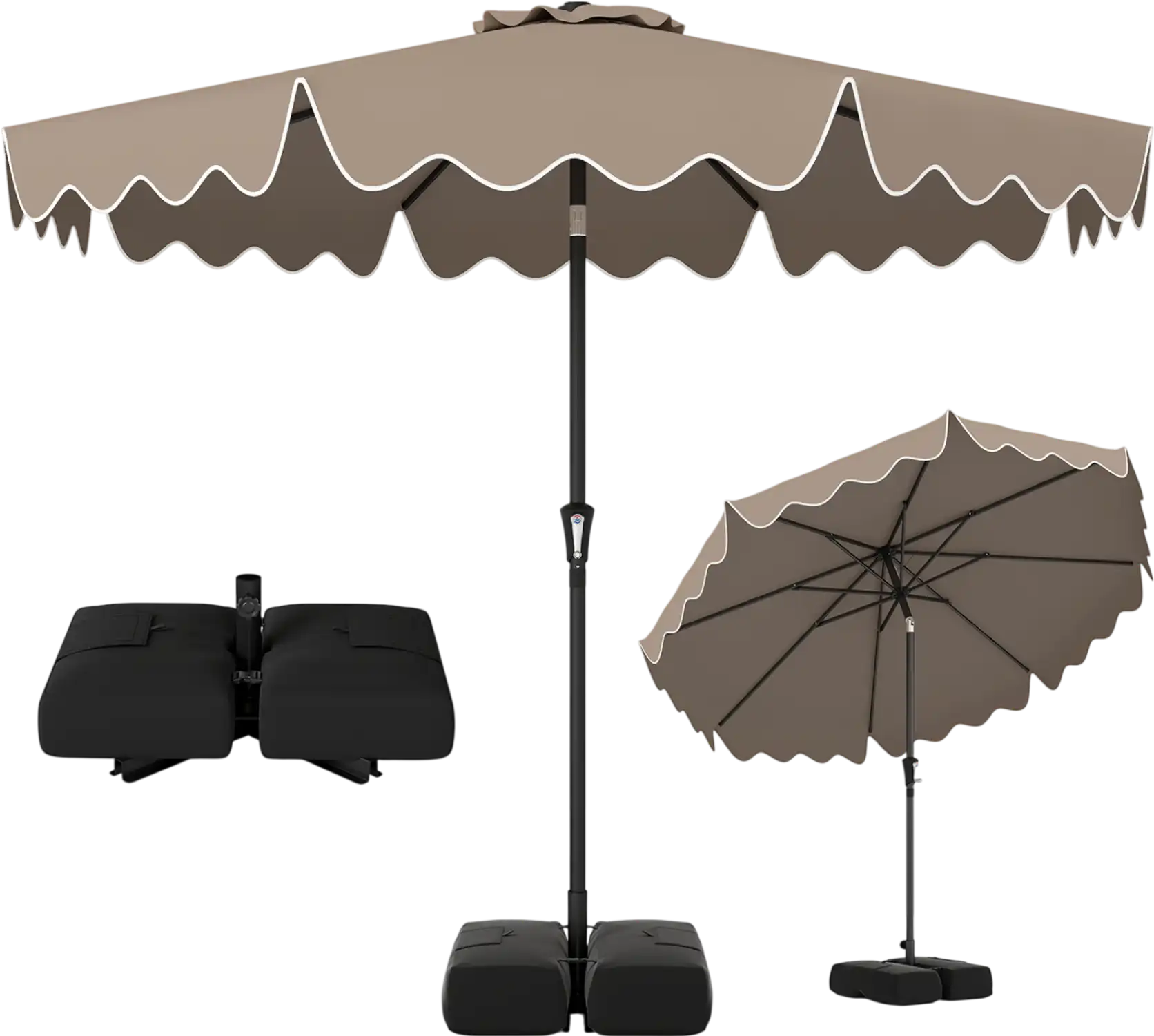 Costway 9' Patio Umbrella w/ Weighted Base & Sandbags 73684248 New