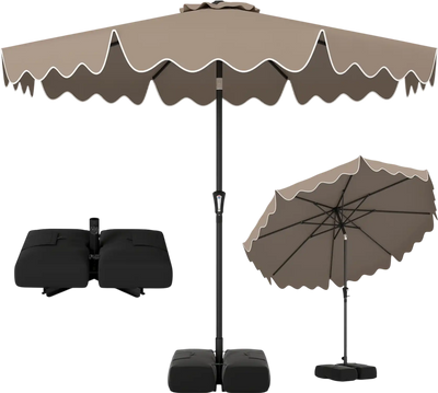 Costway 9' Patio Umbrella w/ Weighted Base & Sandbags 73684248 New