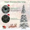 9-foot pre-lit artificial Xmas tree with hinged branches and quick power connector, ideal for festive holiday decor.