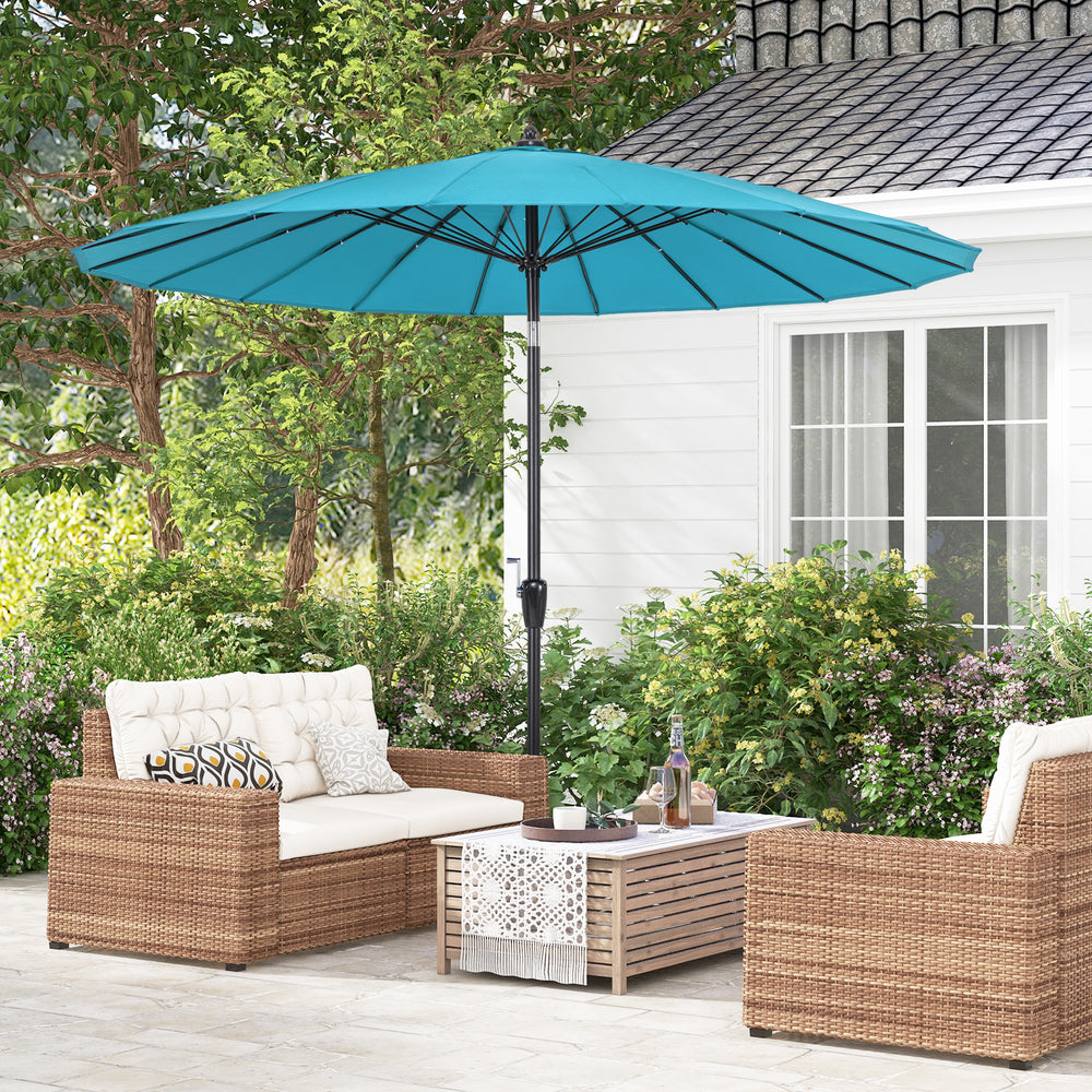 9 Feet Round Patio Umbrella with 18 Fiberglass Ribs-Turquoise - Gallery View 1 of 10