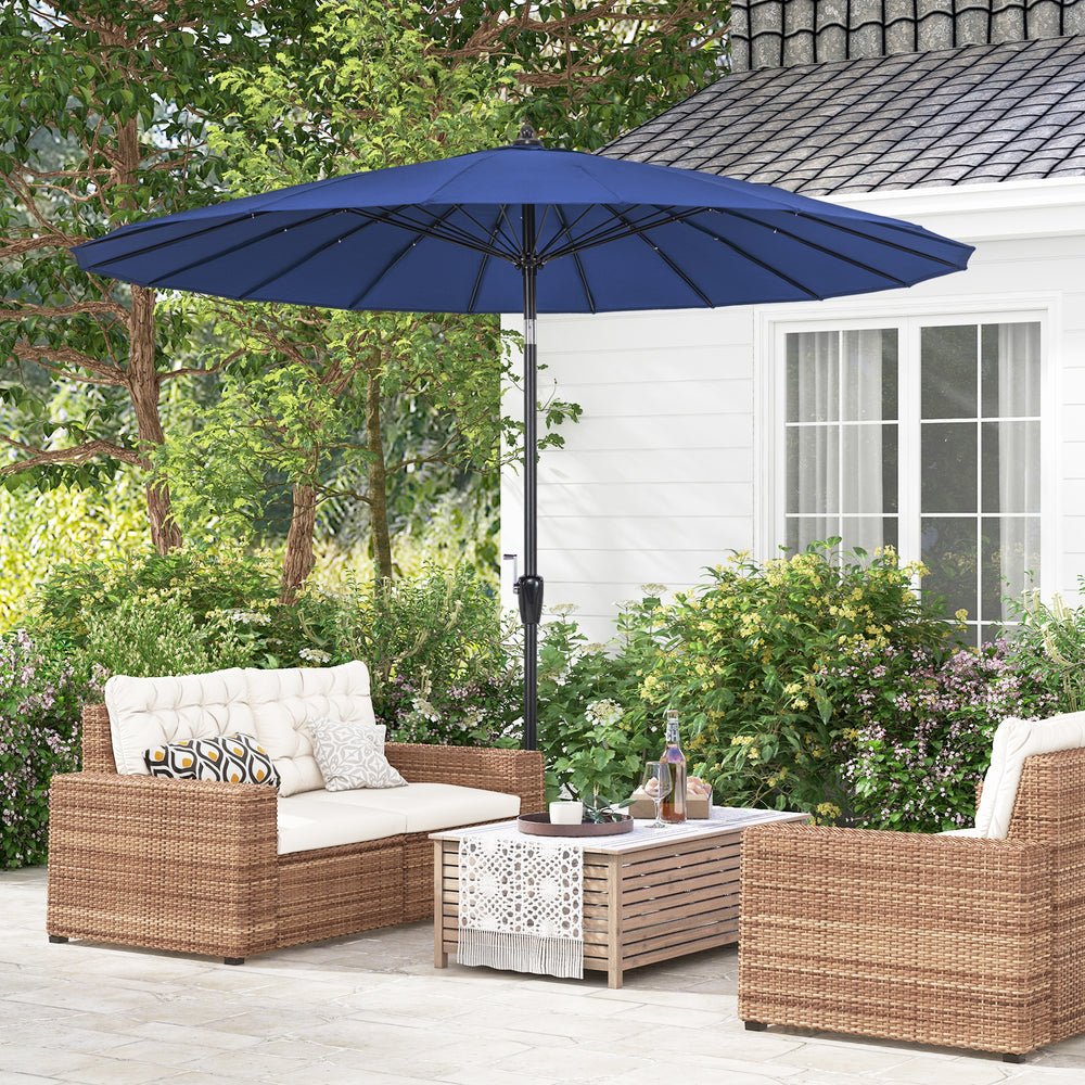 9 Feet Round Patio Umbrella with 18 Fiberglass Ribs-Navy - Gallery View 1 of 10