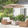 9 Feet Round Patio Umbrella with 18 Fiberglass Ribs-Tan - Gallery View 1 of 10