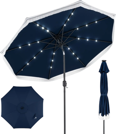 Costway 9' Solar Patio Umbrella w/ 24 LED Lights Yard Outdoor 59971668 New