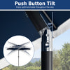 Close-up of the push button tilt mechanism on a 9 feet navy solar patio umbrella for optimal shade adjustment.