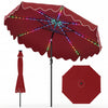 9 Feet Solar Patio Umbrella with Color-Changing LED Lights-Wine - Gallery View 1 of 1