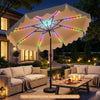 9 Feet Solar Patio Umbrella with Color-Changing LED Lights-Beige - Gallery View 1 of 11
