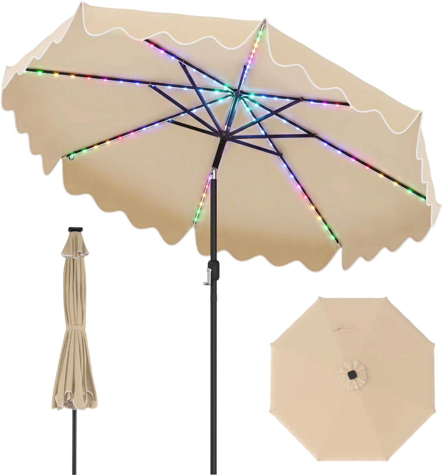 Costway 9' Solar Patio Umbrella Color-Changing LED Lights 74829208 New