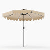 9 feet solar patio umbrella showcasing a beige canopy and elegant scalloped edge, perfect for stylish outdoor.