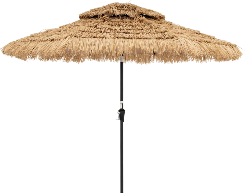 9 Feet Solar Powered Thatched Tiki Patio Umbrella with Led Lights.