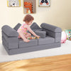 9-Piece Climb and Crawl Foam and Floor Playset with Breathable Suede Fabric-Gray - Gallery View 1 of 10