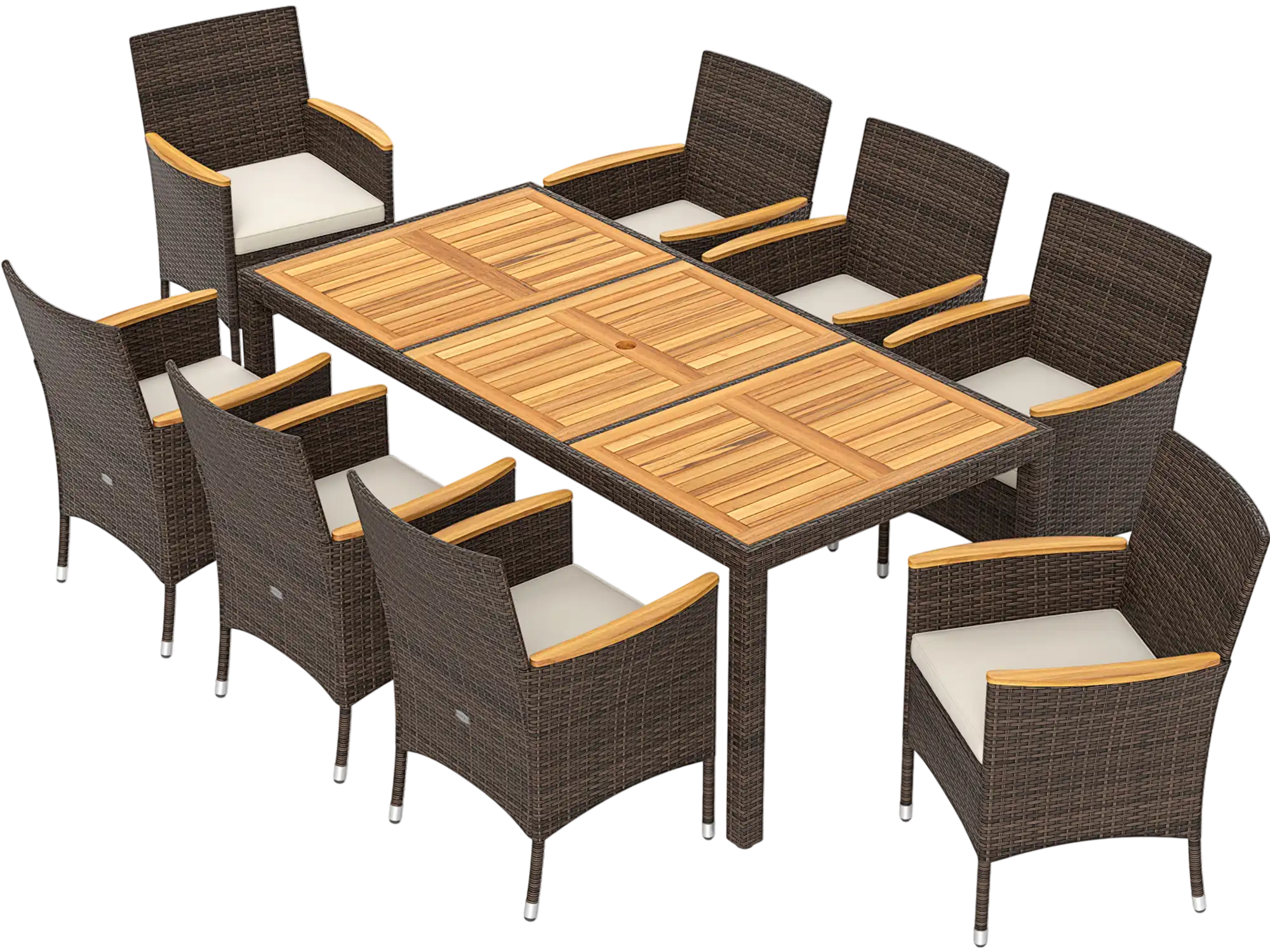 Costway 9-Pc Outdoor Patio Dining Set Acacia Wood Table Top 961783452 New