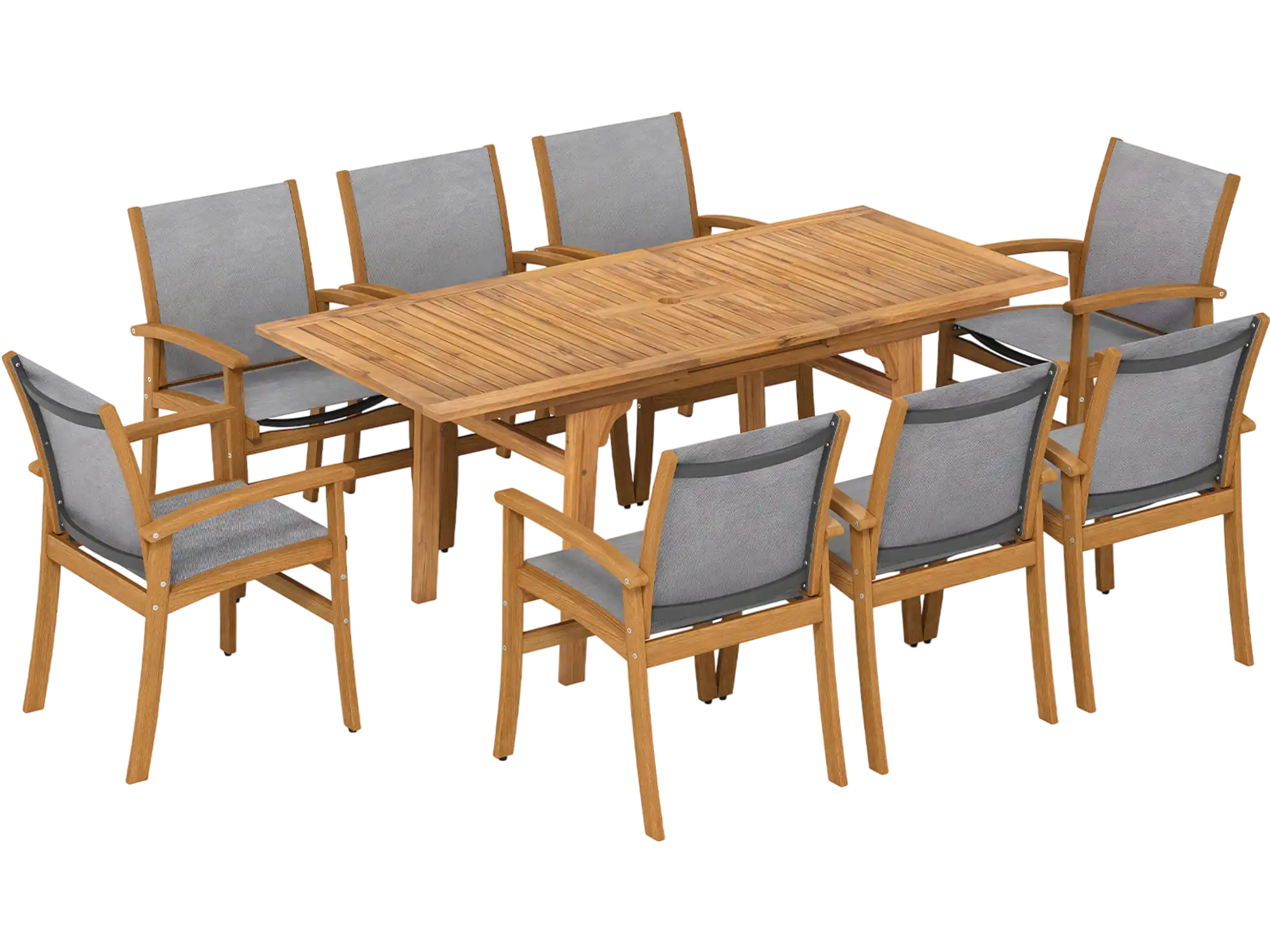 Costway 9-Piece Outdoor Acacia Wood Patio Dining Set for 6-8 68872462 New