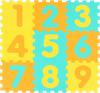 Colorful interlocking foam puzzle floor mat featuring 9 removable numbers, ideal for early math learning and safe play.