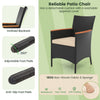 Single patio chair with PE rattan, adjustable foot pads, and a detachable cushion for outdoor dining comfort.