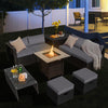 9 Pieces Outdoor PE Rattan Wicker Sectional Sofa with 42 Inch Gas Fire Pit Table-Gray - Gallery View 1 of 10