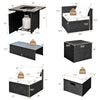 Detailed dimensions of the 9-piece outdoor PE rattan wicker sectional sofa and gas fire pit table set for easy.
