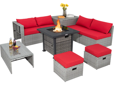 Costway 9-Pc Outdoor Patio Furniture Set w/ 32