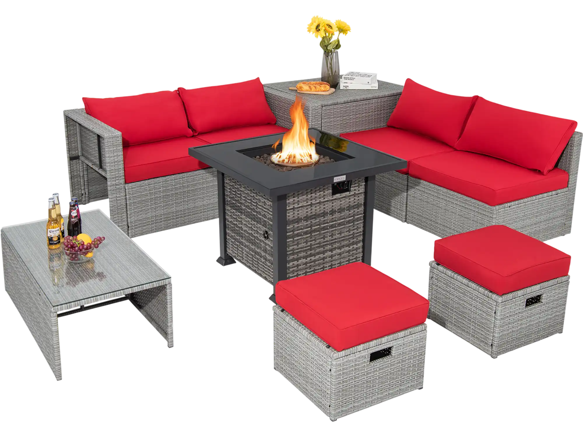Costway 9-Piece Outdoor Patio Furniture Set w/ 32
