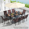 9 Pieces Patio Dining Set for 8 Outdoor Rectangular Table and Stackable Chairs-Brown - Gallery View 1 of 11