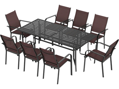 Costway 9-Piece Patio Dining Set for 8 Stackable Chairs Outdoor Rectangular Table 33003855 New