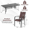Rectangular 76” x 36” patio dining table with stackable chairs, brown mesh fabric, perfect for outdoor meals.