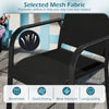 Close-up of breathable mesh fabric on a stackable chair from the 5 Pieces Patio Dining Set, ideal for outdoor use.
