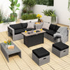 9 Pieces Patio Furniture Set with 42 Inches 60000 BTU Fire Pit-Black - Gallery View 1 of 12