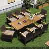 9-piece patio dining set featuring PE wicker chairs with cushions and a natural acacia wood table, perfect for outdoor.
