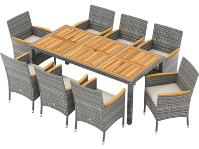 Costway 9-Pc Patio PE Wicker Dining Set Deck Garden Yard 964213578 New