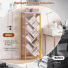9-tier freestanding bookcase in white with geometric design, offering ample storage for hardcover books in any room.