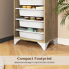 Freestanding 9-tier wooden pantry organizer with 8 slide-out baskets, perfect for maximizing storage in tight kitchen corners.