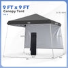 Gray 9 ft x 9 ft pop-up canopy tent with adjustable height, waterproof Oxford cloth, and included carry bag for outdoor events.