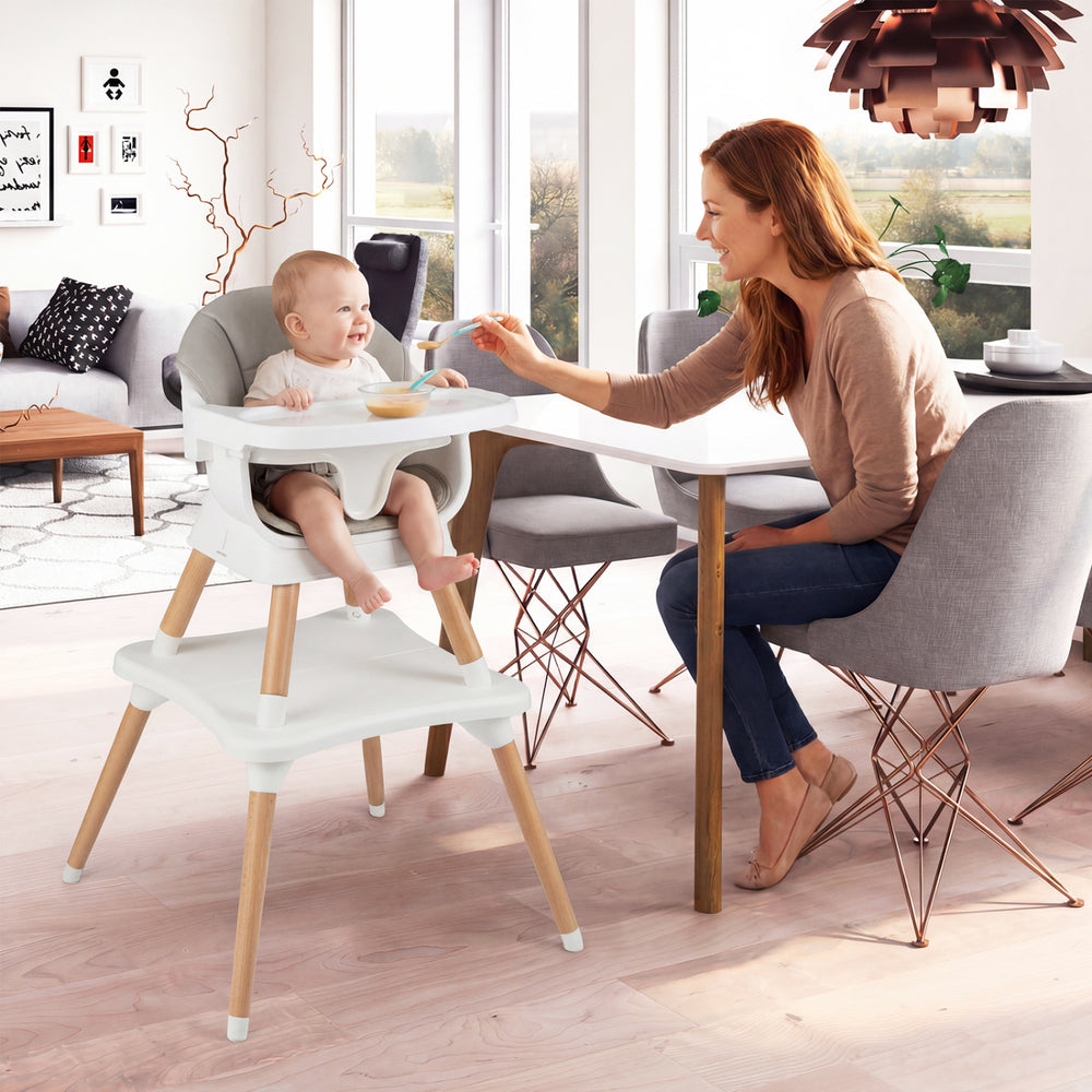 9-in-1 Convertible High Chair with Solid Wood Legs for Babies and Toddlers-White - Gallery View 1 of 9
