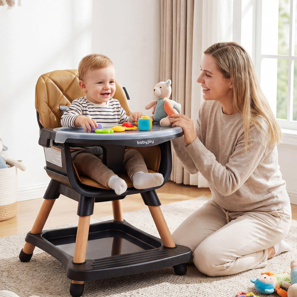 9-in-1 Convertible High Chair for Babies and Toddlers with Seat Cushion-Black - Gallery View 1 of 10